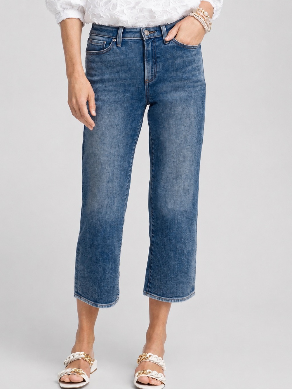 Chico's Mid Blue Cropped Straight Jeans